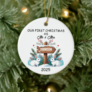 Décoration En Céramique Premier Noël Marié Ornament 2025, Notre Premier