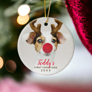 Décoration En Céramique Premier Noël mignon chien de chien photo typograph