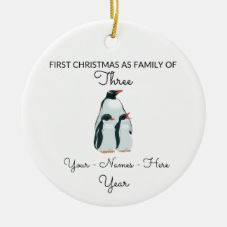 Décoration En Céramique Premier Noël mignon minimal en famille de trois