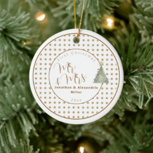 Décoration En Céramique Premier Noël Mr & Mrs.   Arborescence aquarelle