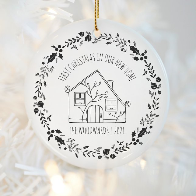 Décoration En Céramique Premier Noël Nouveau Accueil Noir Blanc (Créateur téléchargé)