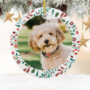 Décoration En Céramique Premier Noël nouveau chien chat photo florale