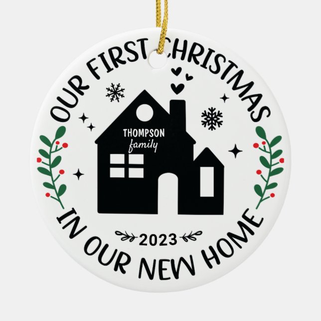 Décoration En Céramique Premier Noël Nouveau Nom de famille (Devant)