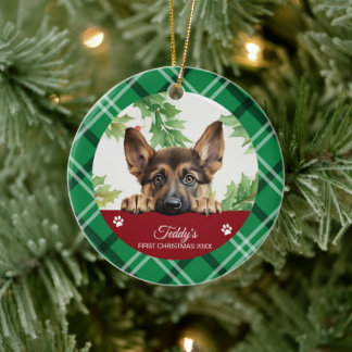 Décoration En Céramique Premier Noël Personnalisé Berger Allemand