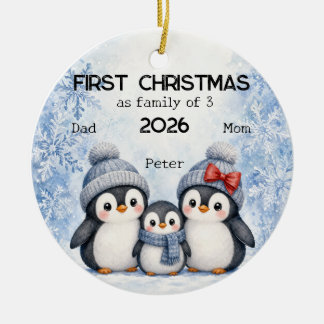 Décoration En Céramique Premier Noël personnalisé en famille de 3