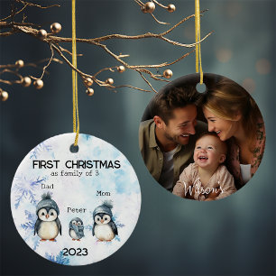 Décoration En Céramique Premier Noël personnalisé en famille de 3