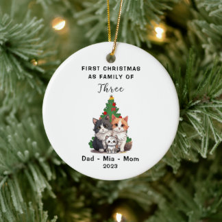 Décoration En Céramique Premier Noël Personnalisé En Famille De Trois