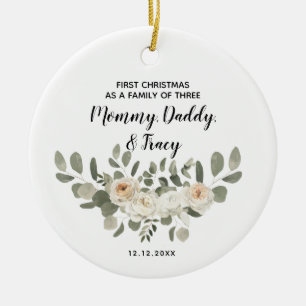 Décoration En Céramique Premier Noël personnalisé en famille de trois