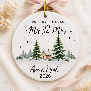 Décoration En Céramique Premier Noël personnalisé en tant que M. et Mme