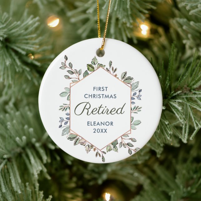 Décoration En Céramique Premier Noël Retraité Feuilles verts personnalisés (Arbre)