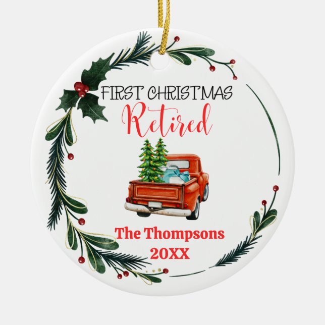 Décoration En Céramique Premier Noël Retraité Personnalisé (Devant)