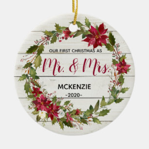 Décoration En Céramique Premier Noël rustique comme M. et Mme Ornament