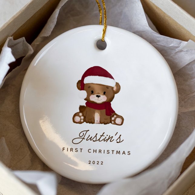 Décoration En Céramique Premier ours en peluche de Noël du bébé (Créateur téléchargé)