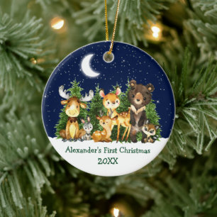 Décoration En Céramique Première aquarelle de Noël pour bébé Animaux C