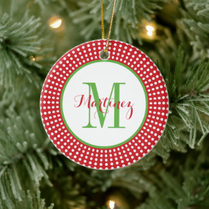 Décoration En Céramique Première Christmas Wedding Monogram Photo ornament