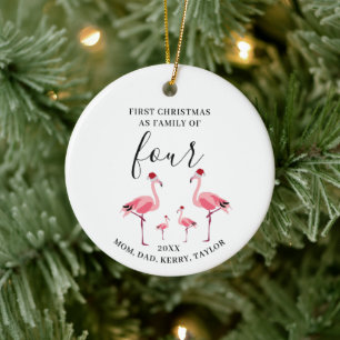 Décoration En Céramique Première famille de Noël à quatre Flamants roses m