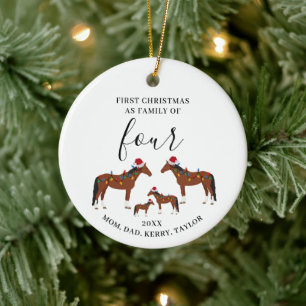 Décoration En Céramique Première famille de Noël de Quatre Chevaux mignons