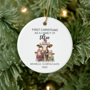 Décoration En Céramique Première famille de vache de Noël trois