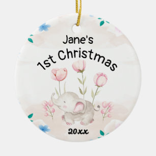 Décoration En Céramique Première fille de Noël 2022 de bébé personnalisée
