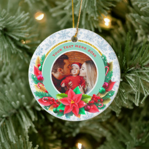 Décoration En Céramique Première Noël de bébé - Cadeau photo personnalisé