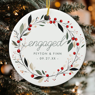 Décoration En Céramique Première Noël moderne Engagé Mistletoe Wreath