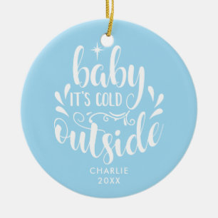 Décoration En Céramique Première photo de Noël du bébé Baby Boy Blue