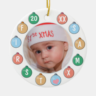 Décoration En Céramique Première photo de Noël du bébé mou