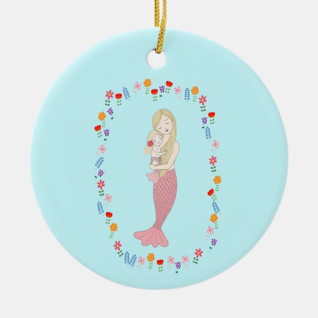 Décoration En Céramique Première Sirène de Noël de bébé Fille Nom personna (Devant)