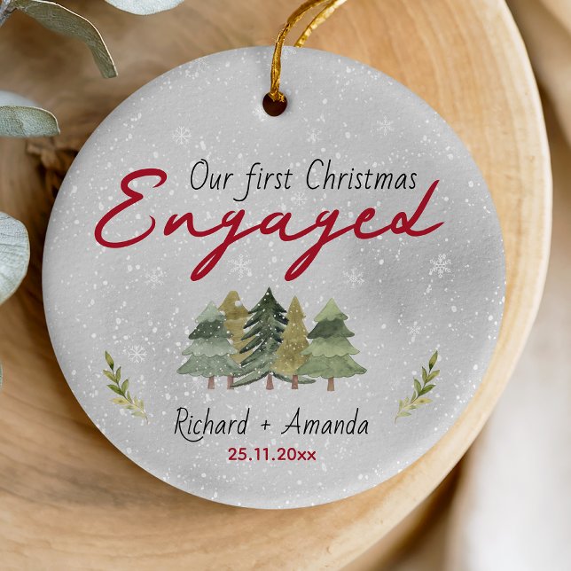 Décoration En Céramique Premiers arbres verts fiançailles de Noël (Créateur téléchargé)