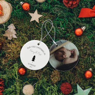 Décoration En Céramique Premiers Noël de bébé avec photo personnalisée pou
