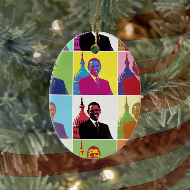 Décoration En Céramique Président Obama Pop Art (President Obama Pop Art Ceramic Ornament)
