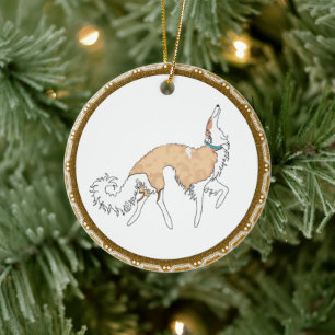 Décoration En Céramique Prêter l'ornement de Noël de Borzoi
