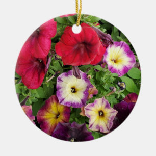 Décoration En Céramique Pretty Petunias Purple and Pink Flowers Christmas
