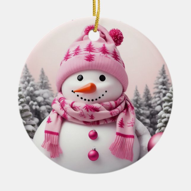 Décoration En Céramique Pretty Rose Xmas Snowman (Devant)