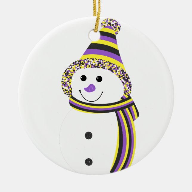 Décoration En Céramique Pride NB non binaire Snowman Snowperson (Devant)