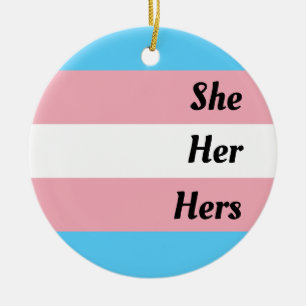 Décoration En Céramique Pride transgenre de She Her