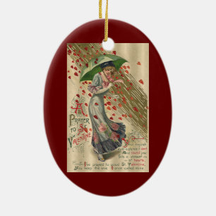 Décoration En Céramique Prière à Saint-Valentin, Dame victorienne vintage