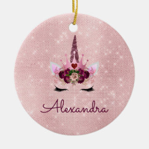 Décoration En Céramique Princesse Unicorn Rose Gold - rose pâle