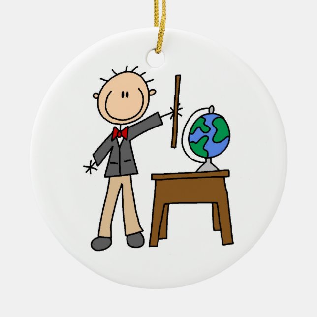 Décoration En Céramique Professeur Avec Le Monde (Devant)
