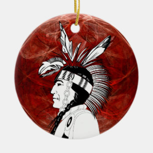 Décoration En Céramique Profil indien des Amérindiens