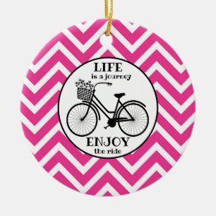 Décoration En Céramique Profitez de la bicyclette citation chevron rose