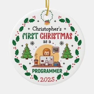 Décoration En Céramique Programmeur informatique Premier Noël Personnalisé
