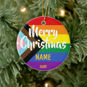 Décoration En Céramique Progrès Fierté LGBT Arc-en-ciel Noël personnali