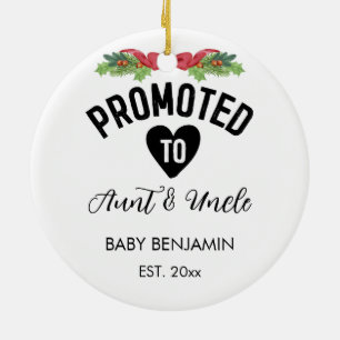 Décoration En Céramique Promoté à tante et oncle Nom personnalisé du bébé