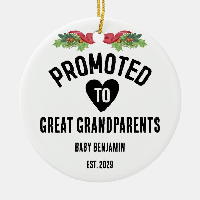 Décoration En Céramique Promoté aux grands-parents Nom personnalisé (Devant)