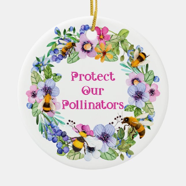 Décoration En Céramique Protéger nos pollinisateurs Fleurs d'abeilles (Devant)