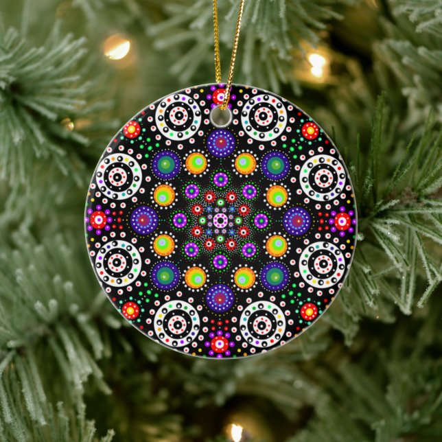 Décoration En Céramique Psychédélique personnalisée Point Mandala Noël (Arbre)