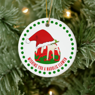 Décoration En Céramique Pudding personnalisé Nadolig Llawen WELSH CHRISTMA