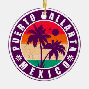 Décoration En Céramique Puerto Vallarta Palm Tree Retro 80s Playa mexicain