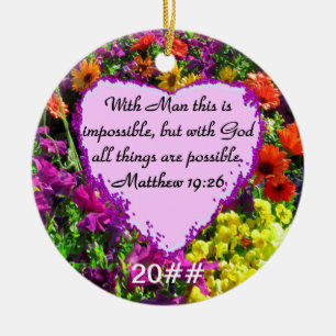 DÉCORATION EN CÉRAMIQUE PURPLE FLORAL MATTHEW 19:26 PHOTO DESIGN